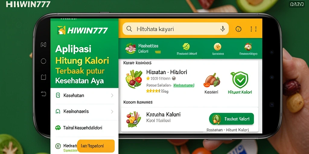 Antarmuka HIWIN777 menampilkan fitur Hitung Kalori yang lengkap dan mudah digunakan.