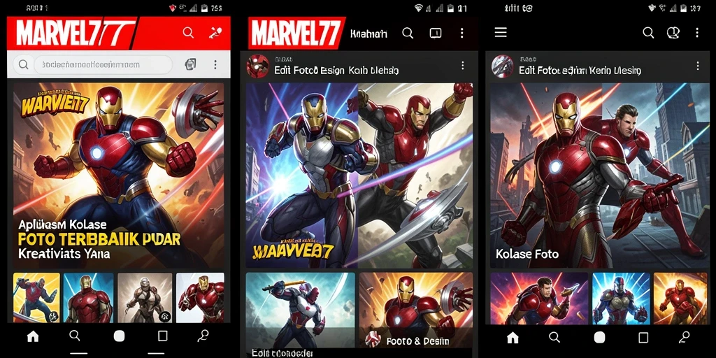 Tampilan antarmuka aplikasi Kolase Foto MARVEL77 yang intuitif.